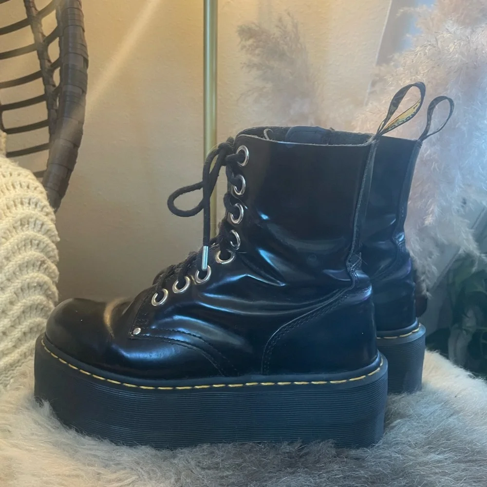 Dr. Martens Shiny Black Combat Boots - Picture 4 of 6